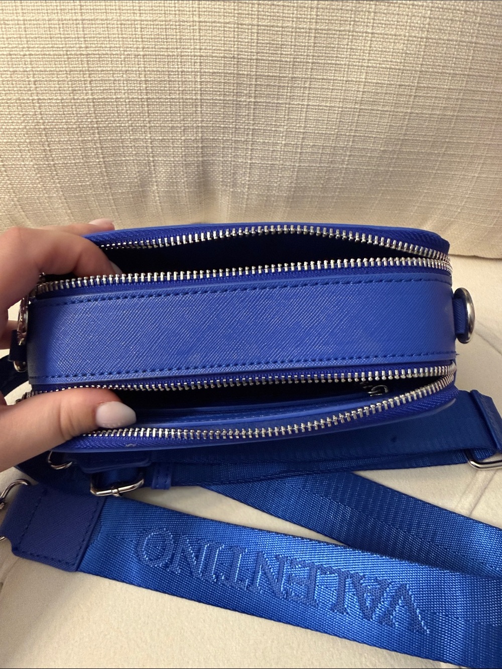 Valentino Royal Blue Stud-Trim Crossbody Camera Bag - Picture 3 of 3